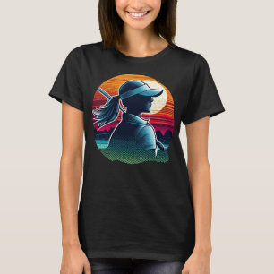 T-shirt Élégante femme Golfeur coudre à Dusk