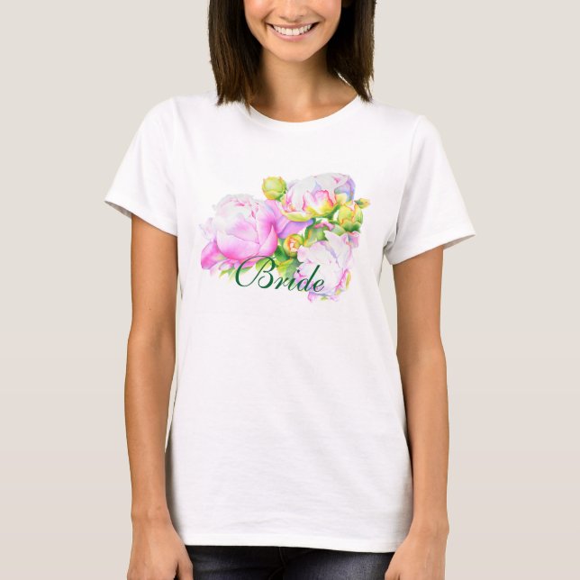 T-shirt Elégante flûte d'aquarelle blanche rose (Devant)