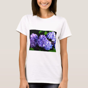 T-shirt Elégante hydrangée violette fleurie bleu pourpre