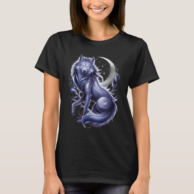 T-shirt Élégante Lune Werewolf Mystique Feminine Streng (Devant)
