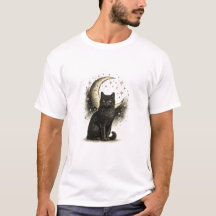 Élégante œuvre d'art mystique de chat noir céleste