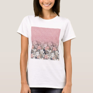 T-shirt Élégante Parties scintillant dorée rose floral Gra
