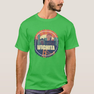 T-shirt Elégante Wichita Skyline Art Iconique Kansas Citys