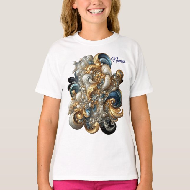 T-shirt Élégantes perruques chic en or, argent, bleu, jaun (Devant)