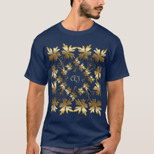 T-shirt Elément doré avec feuilles lancer oreiller