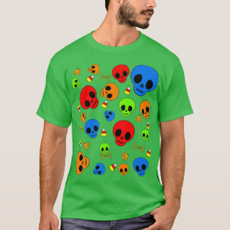 T-shirt Eléments d'Halloween amusants en Motif couleur viv
