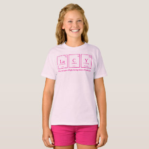 T-shirt éléments du tableau périodique de Lucy chimie nom