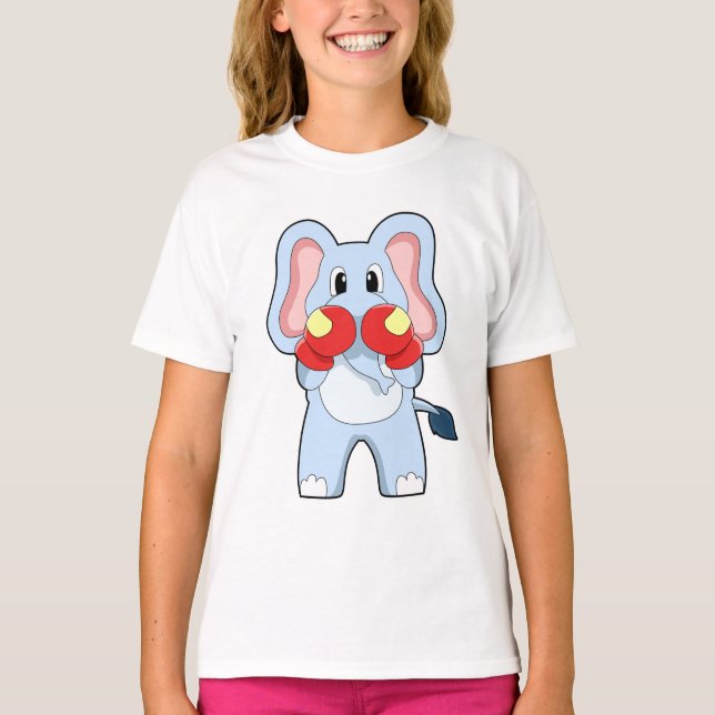 T-shirt Eléphant à la boxe avec gants de boxe (Devant)