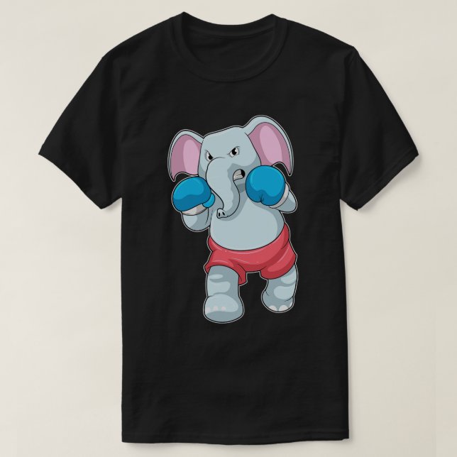 T-shirt Eléphant à la boxe avec gants de boxe 1 (Design devant)