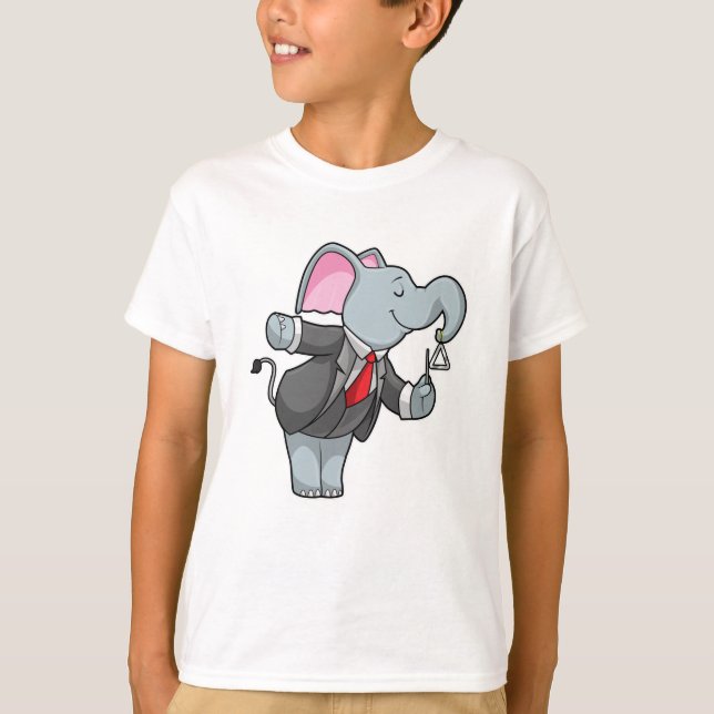 T-shirt Eléphant à la musique avec Triangle (Devant)