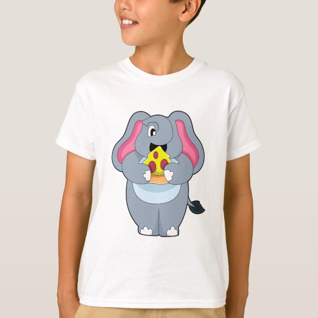 T-shirt Eléphant à la pizza (Devant)