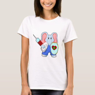 T-shirt Eléphant à la vaccination avec seringue