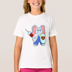 T-shirt Eléphant à la vaccination avec seringue