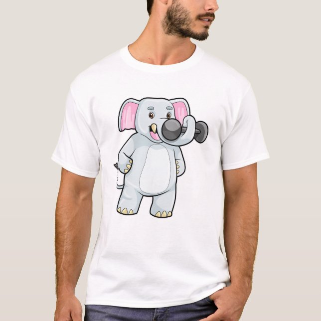 T-shirt Elephant à Strenght entraînement avec Dumbbell (Devant)