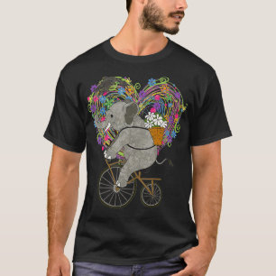T-shirt Eléphant Aime Vélo Sur Vintage Vélo Flora