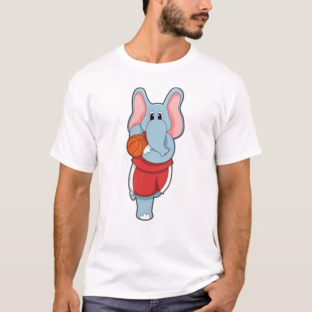 T-shirt Elephant as Basketball player with Basketball (Devant)