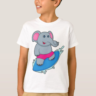 T-shirt Elephant as surfer avec surf