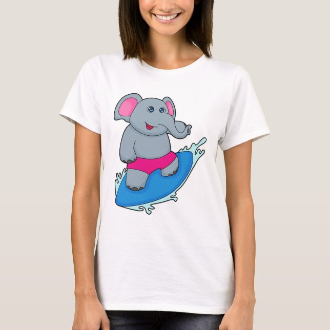 T-shirt Elephant as surfer avec surf (Devant)