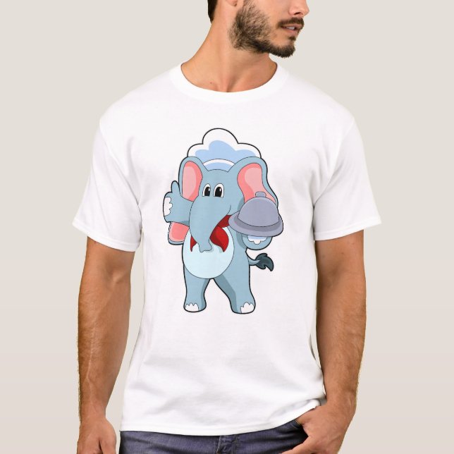 T-shirt Elephant as Waiter with Platter (Devant)