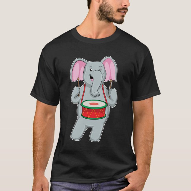 T-shirt Elephant at Music with Drum (Devant)