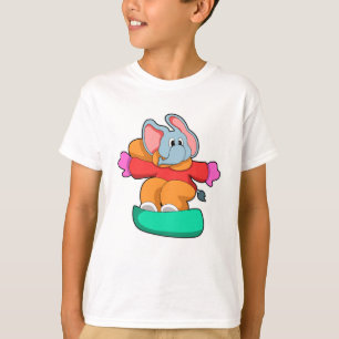 T-shirt Elephant au snowboard avec snowboard