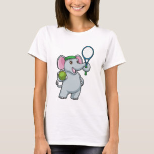 T-shirt Elephant au Tennis avec raquette de tennis