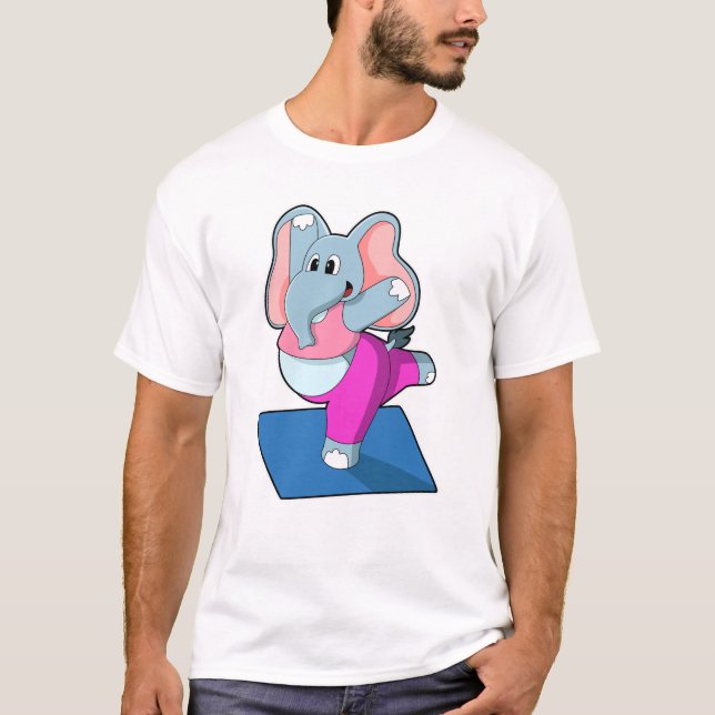 T-shirt Eléphant au Yoga Exercices d'étirement à debout (Devant)