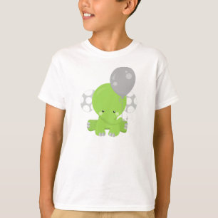 T-shirt Eléphant Avec Ballons, Eléphant Vert, Animal Migno