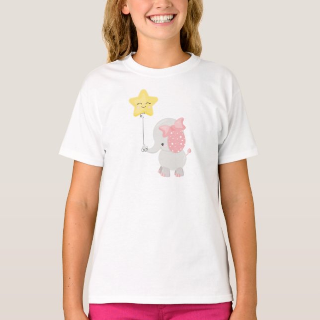 T-shirt Eléphant Avec Balloon, Couronne, Eléphant mignon,  (Devant)