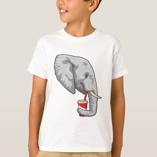 T-shirt Eléphant avec boisson (Devant)