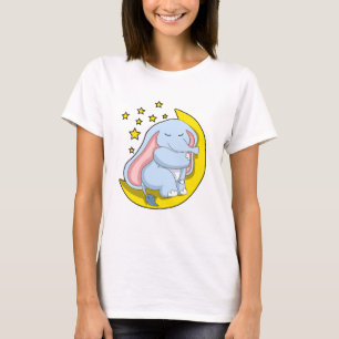 T-shirt Eléphant avec lune et étoiles