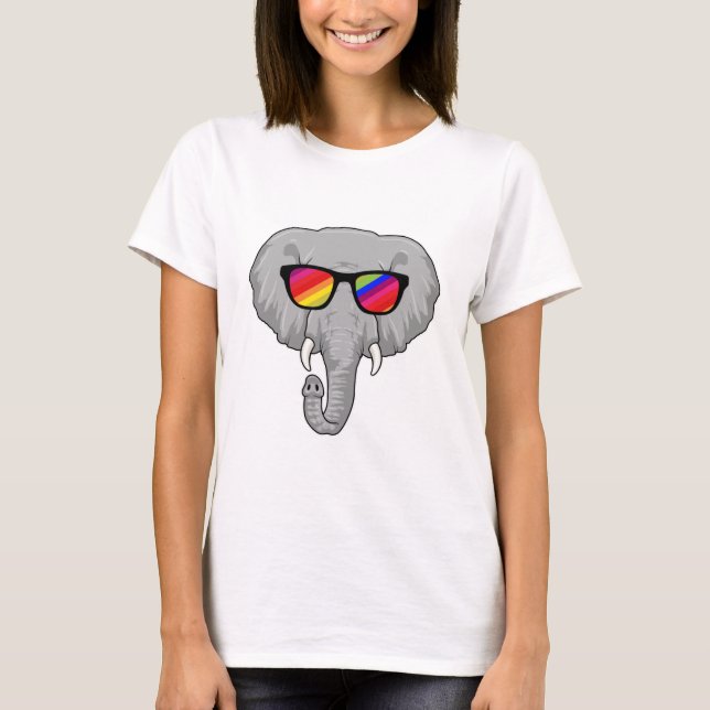 T-shirt Eléphant avec lunettes de soleil (Devant)