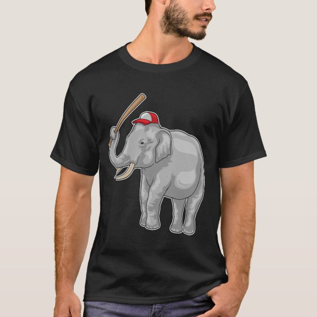 T-shirt Elephant Baseball bat Baseball (Devant)