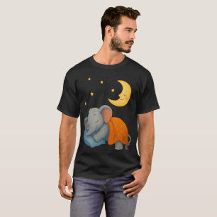 T-shirt Éléphant Bébé Endormi Sous la Lune – Rêve Mignon