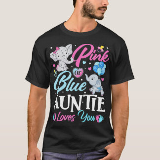 T-shirt Elephant Blue Pink Auntie Loves You Pregnancy Reve