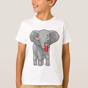 T-shirt Eléphant Boire de la tasse