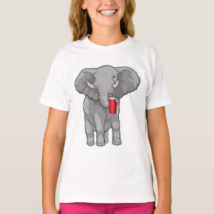 T-shirt Eléphant Boire de la tasse