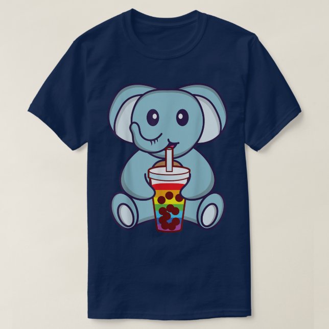 T-shirt Elephant bubble tea LGBT Gay Pride LGBT Flag  (Design devant)
