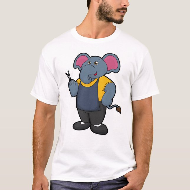 T-shirt Elephant coiffeur avec ciseaux (Devant)