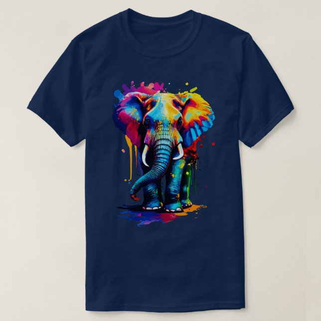 T-shirt Eléphant coloré mignon Eléphant africain (Design devant)