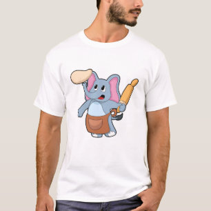T-shirt Eléphant comme cuisinier avec broche à rouleaux & 