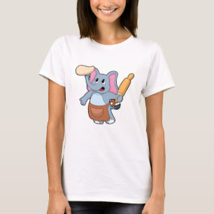 T-shirt Eléphant comme cuisinier avec broche à rouleaux & 