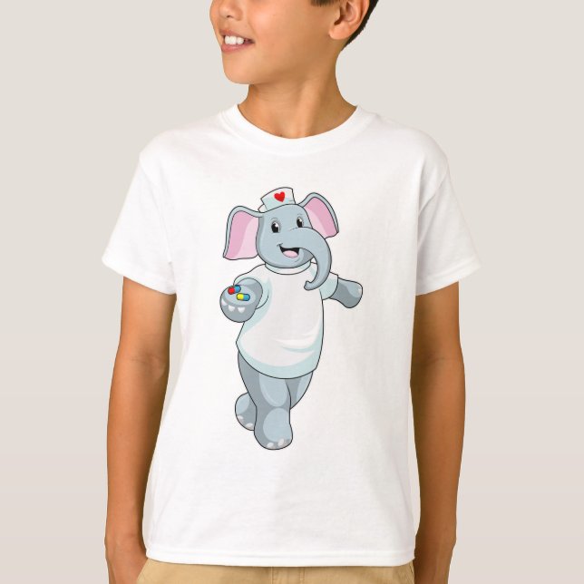 T-shirt Elephant comme infirmière avec la médecine (Devant)