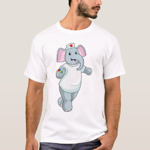 T-shirt Elephant comme infirmière avec la médecine