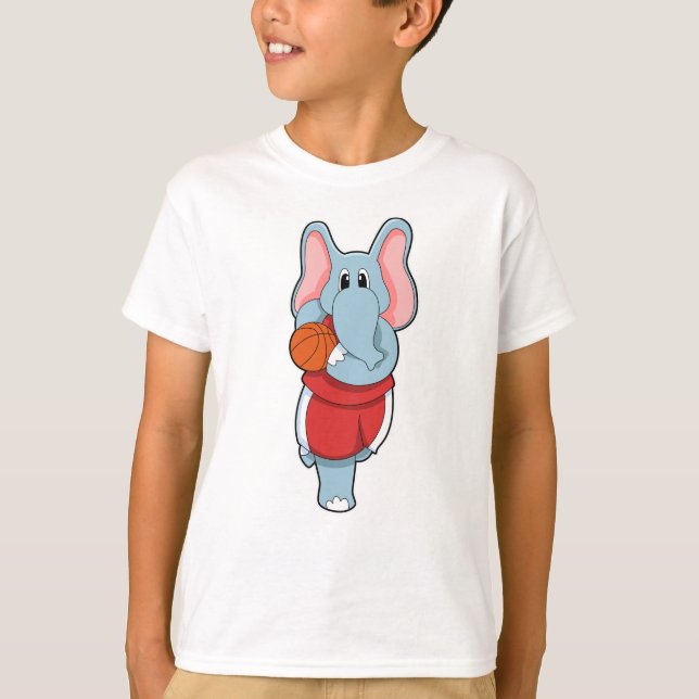 T-shirt Elephant comme joueur de basket-ball avec basket-b (Devant)