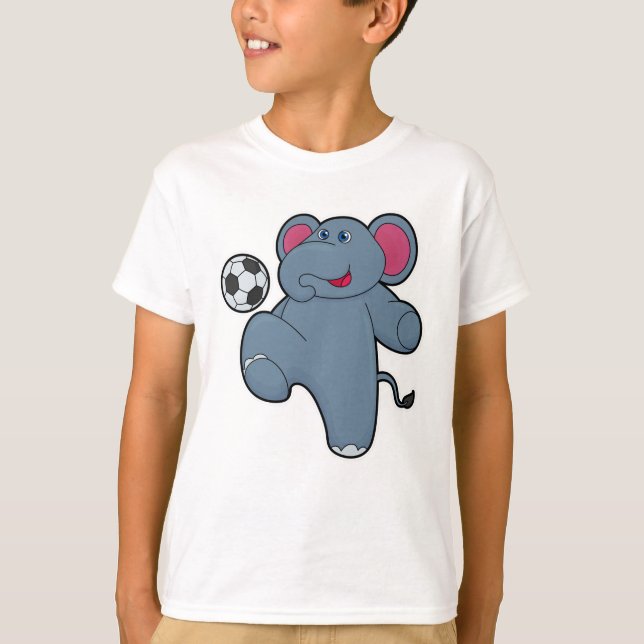 T-shirt Elephant comme joueur de football avec balle de fo (Devant)