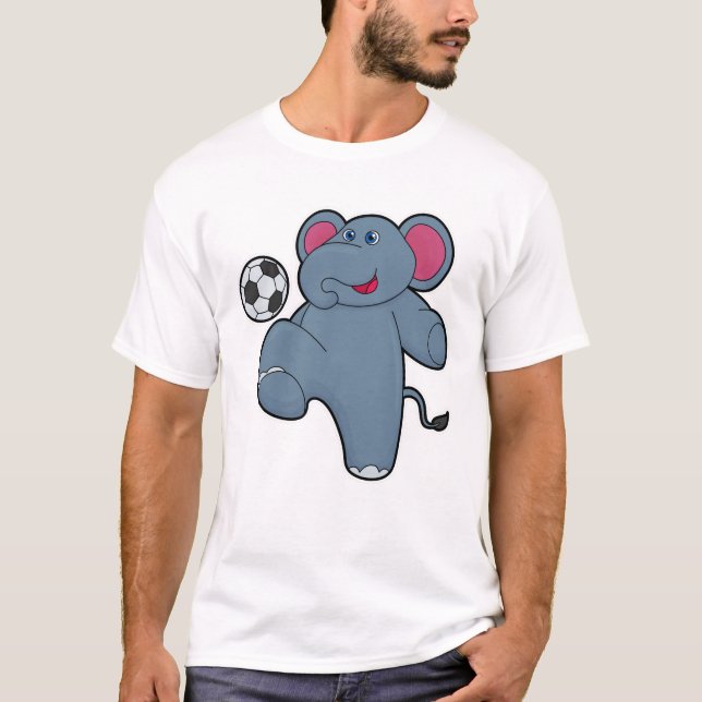 T-shirt Elephant comme joueur de football avec balle de fo (Devant)