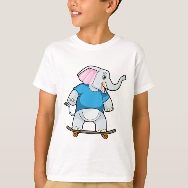 T-shirt Elephant comme patineur avec skateboard (Devant)