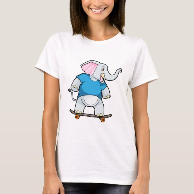 T-shirt Elephant comme patineur avec skateboard (Devant)