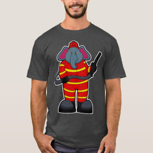 T-shirt Elephant comme pompier avec tuyau
